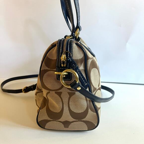 COACH Signature Satchel, Blue Jacquard Stripe, Crossbody - Picture 10 of 12